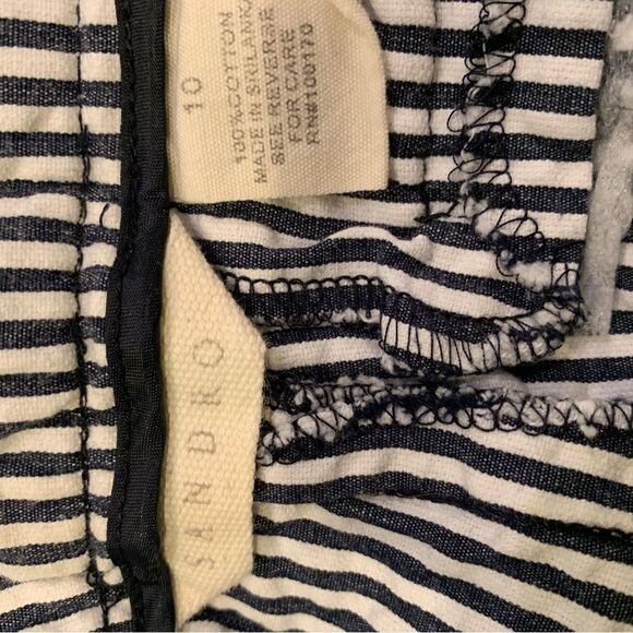 Sandro 100% Cotton Seersucker Capri Pants Size 10 - Picture 2 of 3